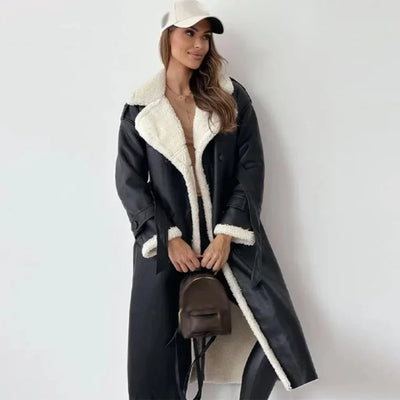 Dames Lange Comfortabele Lamicoat Jas | Berber