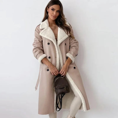 Dames Lange Comfortabele Lamicoat Jas | Berber
