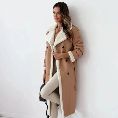 Dames Lange Comfortabele Lamicoat Jas | Berber
