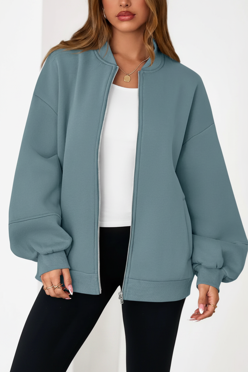 Dames Oversized Bomberjas met Rits – Casual Jas | Boraisa