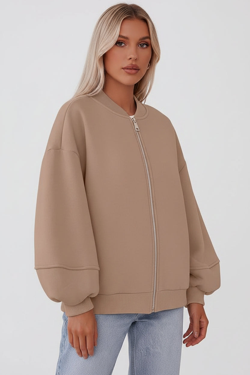 Dames Oversized Bomberjas met Rits – Casual Jas | Boraisa