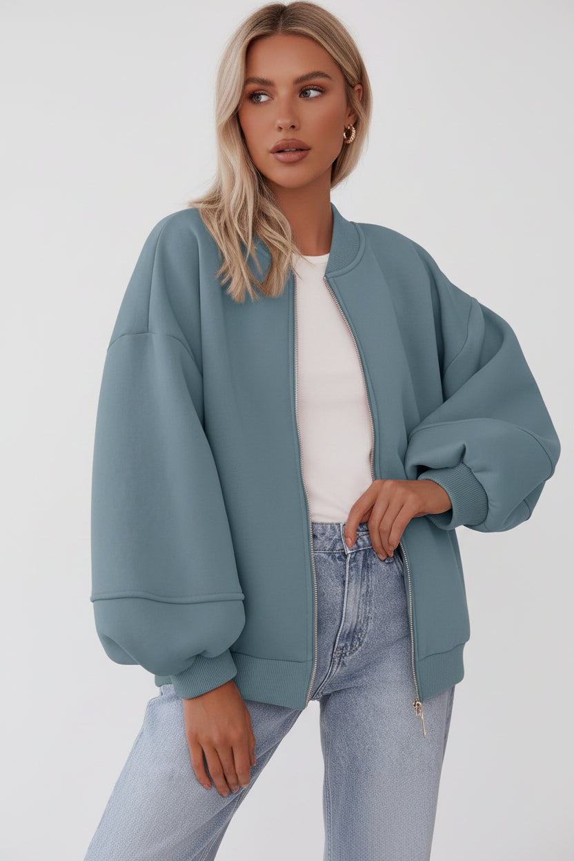 Dames Oversized Bomberjas met Rits – Casual Jas | Boraisa
