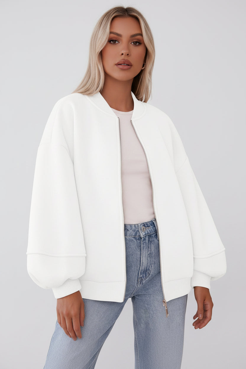 Dames Oversized Bomberjas met Rits – Casual Jas | Boraisa
