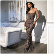 Ciara | Must Have Luipaard Print Maxi Jurk Met Spaghettibandjes