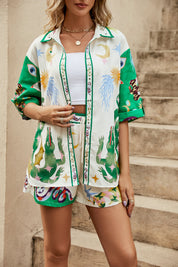 Coco | Dames Trendy Zomerse Set met Retro Print