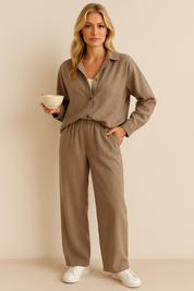 Dames Elegante Trendy Linnen Look Set | Dalisha