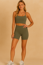 Dames Tweedelige Sneldrogend Naadloze Sportieve Yoga Set met Short en Top | Damila