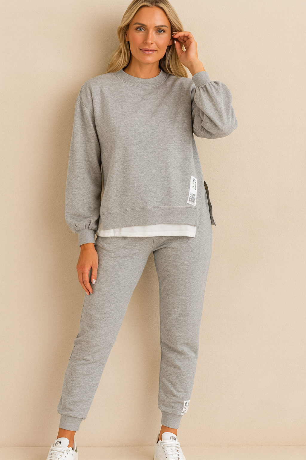 Dames Basic Trendy Casual Veelzijdige Tweedelig Dames Pak met Split-detail | Dareena