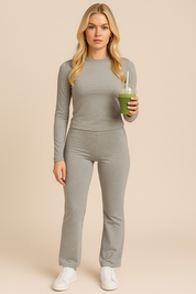 Dames Alledaagse Comfortabele Trendy Lounge Set met Top en Broek | Delaisha