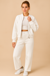 Dames Moderne Sportieve Tweedelige Fleece Set met Jogger en Vest met Rits | Demelza