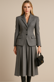 Dames Modieuze Elegante Set met Geplooide Rok en Blazer | Demi