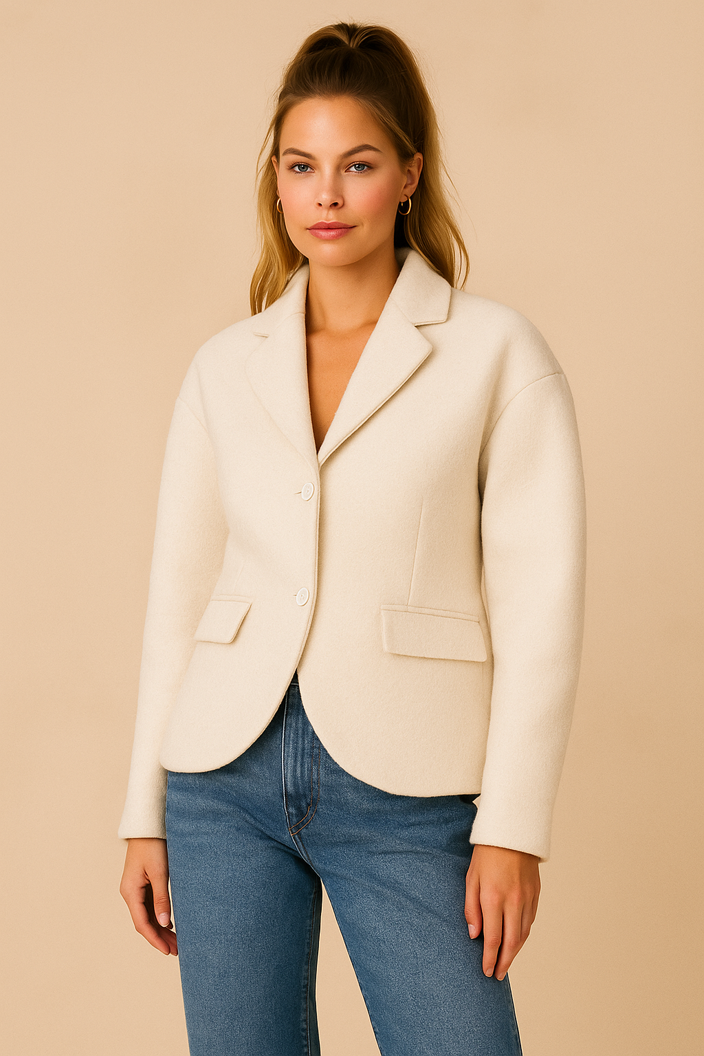 Dames Modieuze Moderne Luxe Wollen Jas | Denine