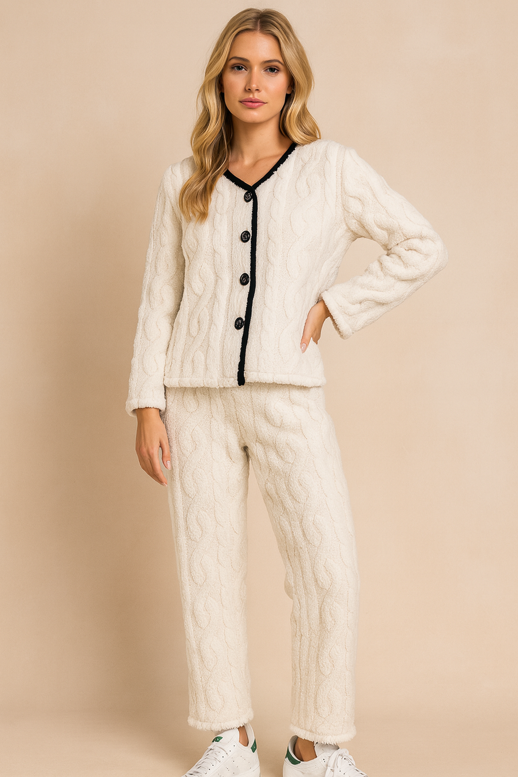 Dames Warme Gebreide Huis Set Pyama | Dessy