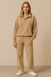 Dames Elegante Alledaagse Tweedelige Set met Broek en Top | Dounia