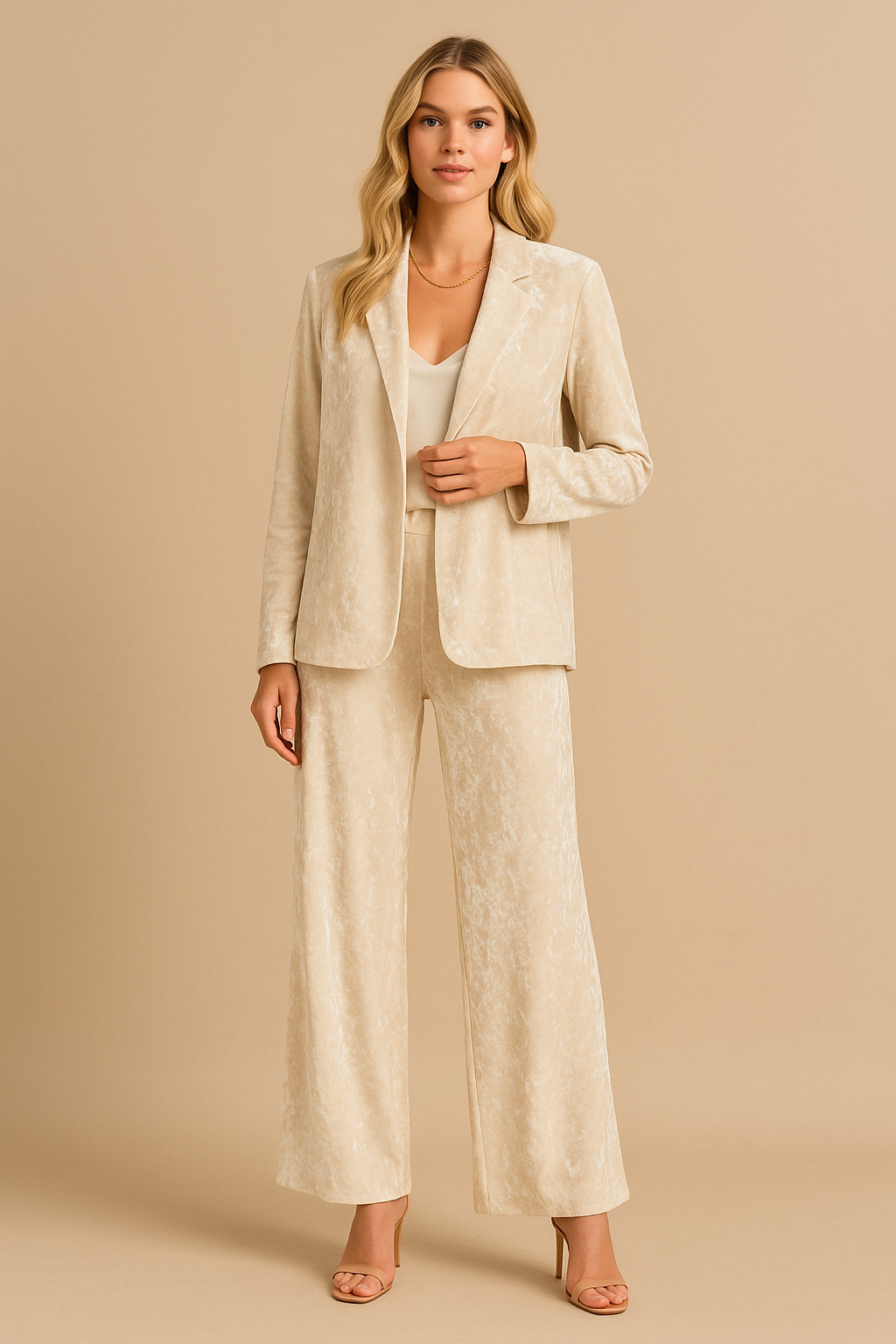 Dames Elegante Velvet Tweedelige set met Wijde Broek en Lange Mouwen Shirt | Dulcie