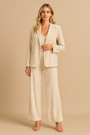 Dames Elegante Velvet Tweedelige set met Wijde Broek en Lange Mouwen Shirt | Dulcie