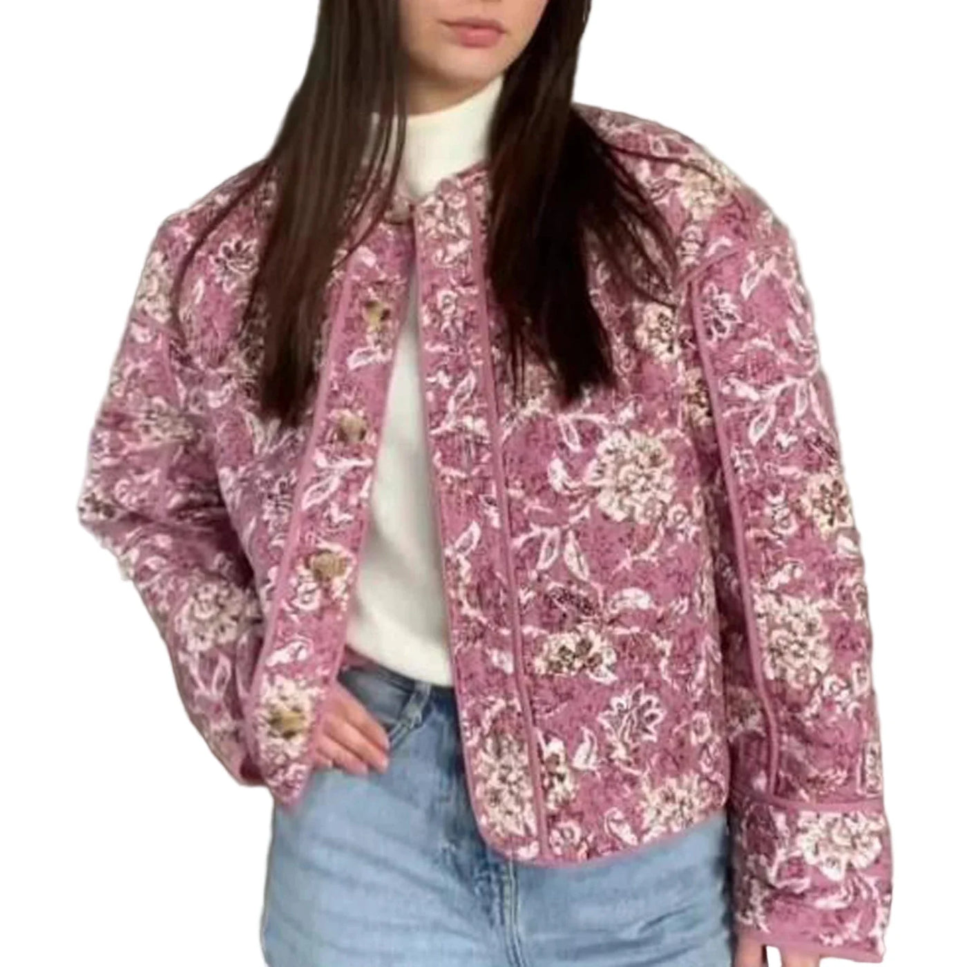 Dames Gewatteerde Bloemenprint Jas | Brielle