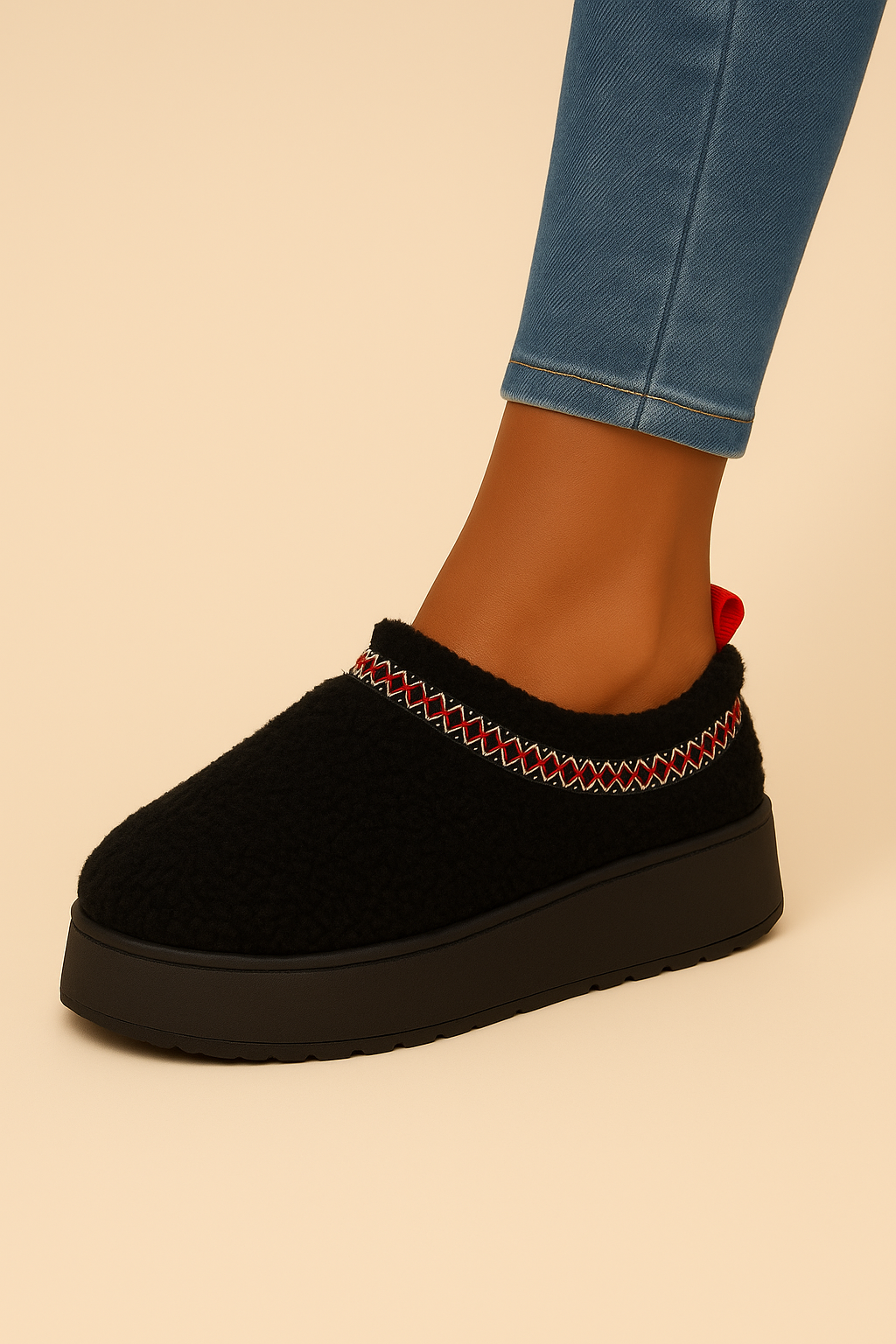 Dames Warme Pluche Platform Instappers | Emanda