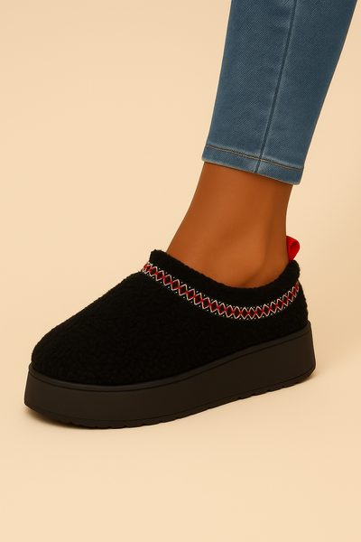 Dames Warme Pluche Platform Instappers | Emanda