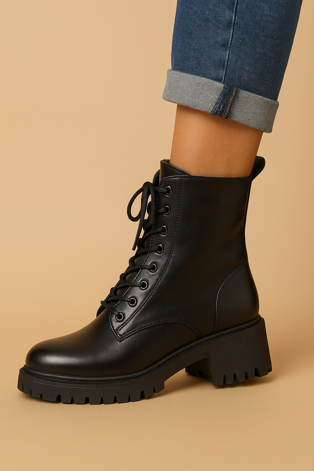 Dames Chunky Comfortabele Stevige Winter Boots met Veters | Erola