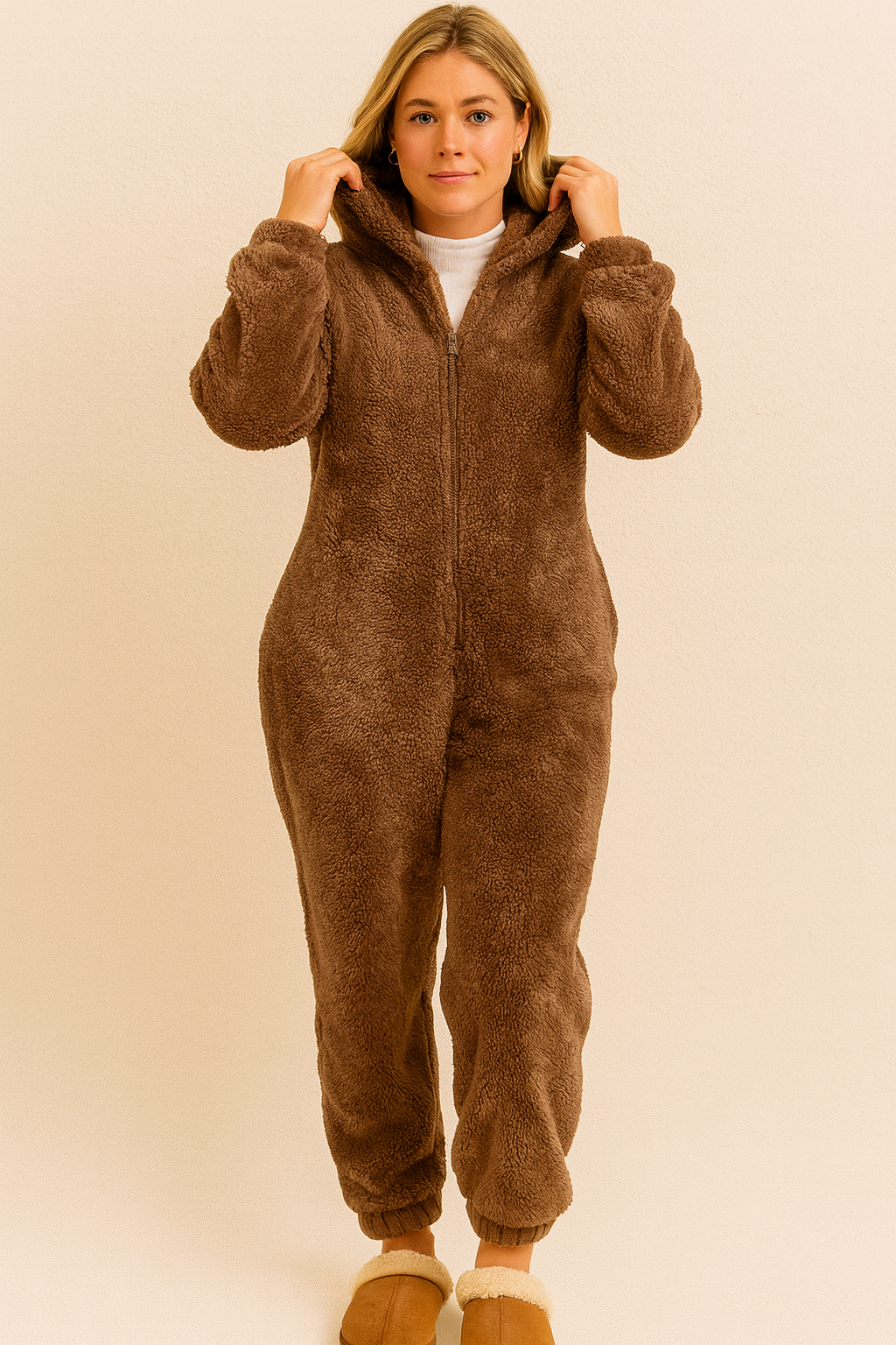 Dames Lounge Wear Teddy Onesie met Beren Oortjes | Felicia