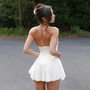 Dames Strapless Corset Mini Jurk met Ruffle Rok | Elegante Getailleerde Jurk met Vrouwelijke Silhouet | Gensa