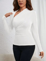 Dames Asymmetrische Top met Plooidetail en Slim Fit Pasvorm | Gewaagd en Charmant | Ghislaine