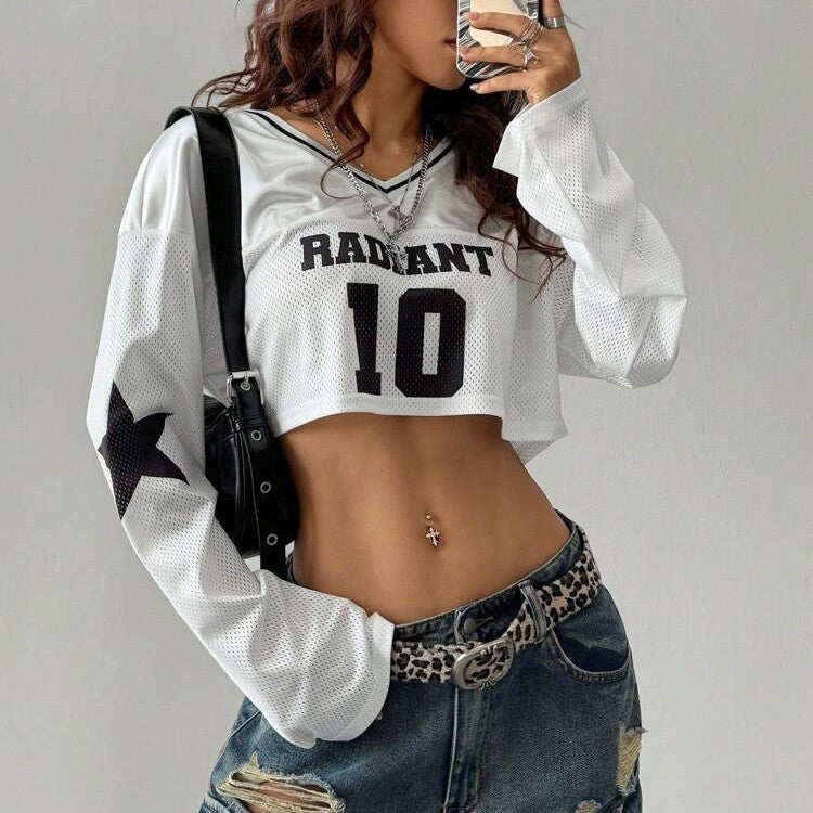 Dames Cropped Sport Top met Print | Trendy, Streetstyle & Statement Look | Gleam