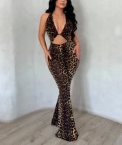 Dames Trendy Gedurfe Luipaard Print Flared Jumpsuit | Statement Zomer en Festival Look | Gleo