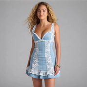 Dames Slim Fit Mini Jurk met Kantdetails en Corset Shape | Glydia