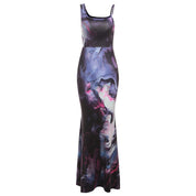 Dames Abstracte Print Maxi Jurk met Bandjes | Statement Zomer Jurk | Gudu