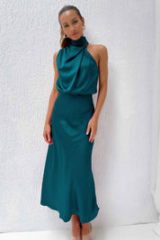 Dames Luxe Satijnen Look Halter Maxi Jurk | Stijlvol en Elegant | Gabsy