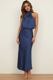 Dames Luxe Satijnen Look Halter Maxi Jurk | Stijlvol en Elegant | Gabsy