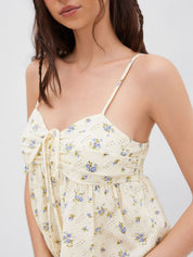 Dames Bloemenprint Camisole Top met Strik detail en Luchtige Pasvorm | Luchtig en Zomers | Gaby