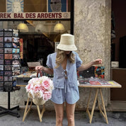Dames Geruite Zomerset met Strikdetail en Luchtige Short | Tweedelige Ruit Pufmouw set | Gaia