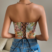 Dames Bloemen Corset Top | Strapless Bustier Top met Bloemenprint | Romantische Y2K Crop Top | Gaileen