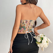 Dames Bloemen Corset Top | Strapless Bustier Top met Bloemenprint | Romantische Y2K Crop Top | Gaileen