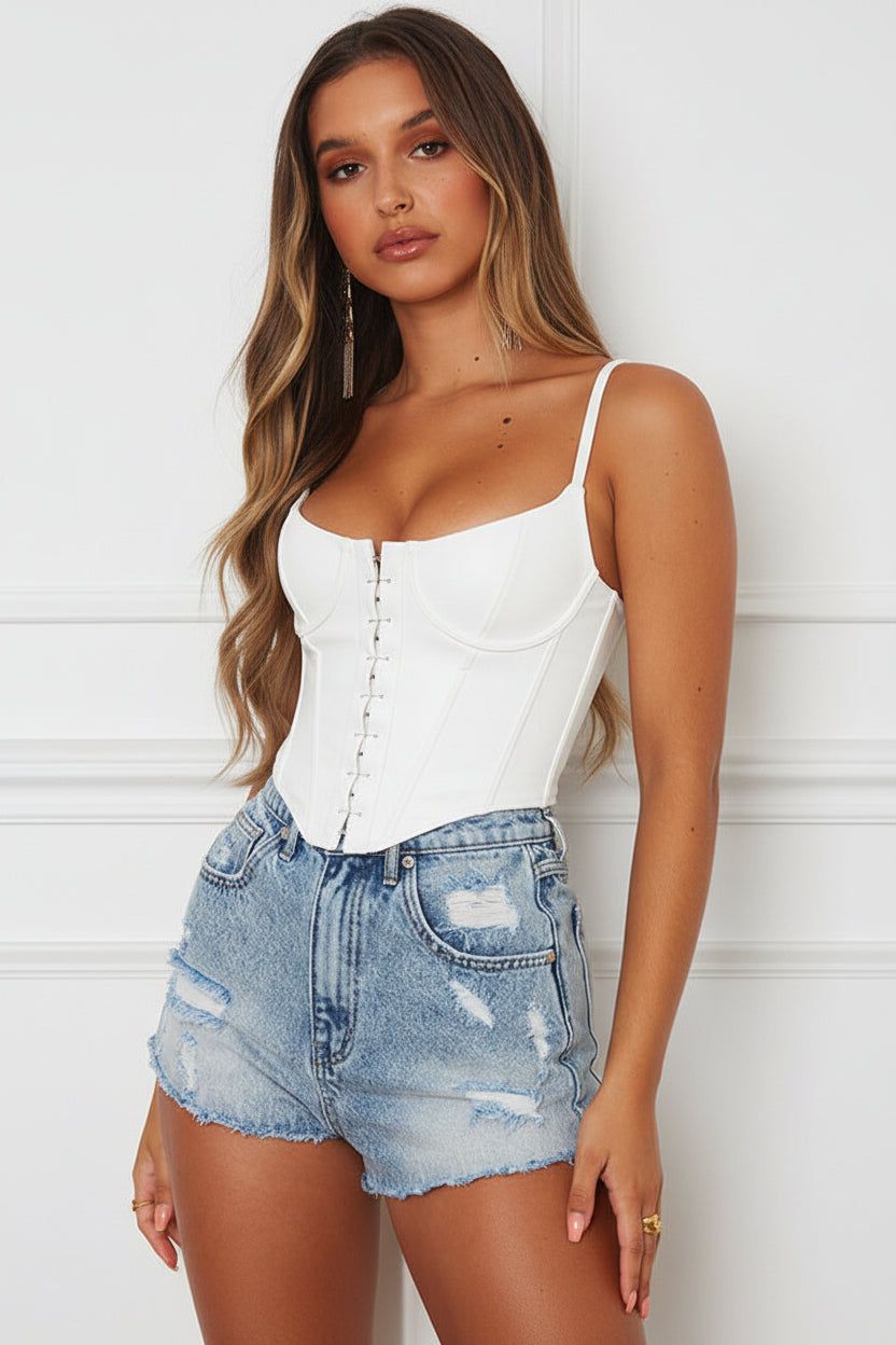 Dames Leren Korset Top Dames | Sexy PU Leren Bustier Top | Galanya