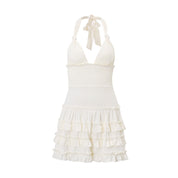 Dames Halter Jurk met Ruches en Open Rug | Luchtige Strand Jurk | Galiana