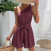 Dames Zomers Chic One-Shoulder Resort Playsuit | Elegante Structuur Jumpsuit | Galiasy