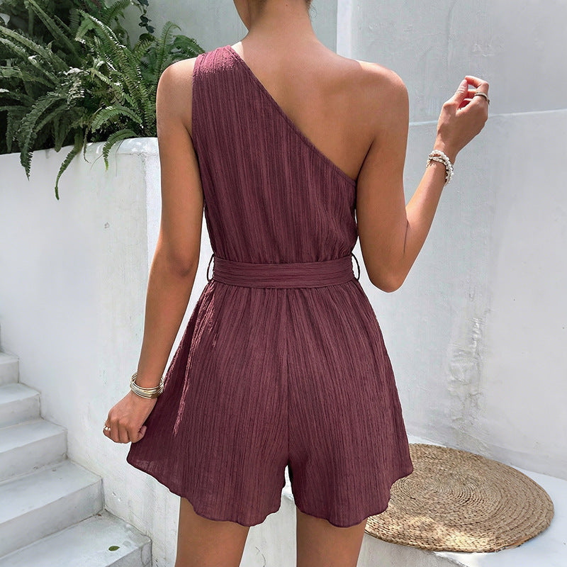 Dames Zomers Chic One-Shoulder Resort Playsuit | Elegante Structuur Jumpsuit | Galiasy