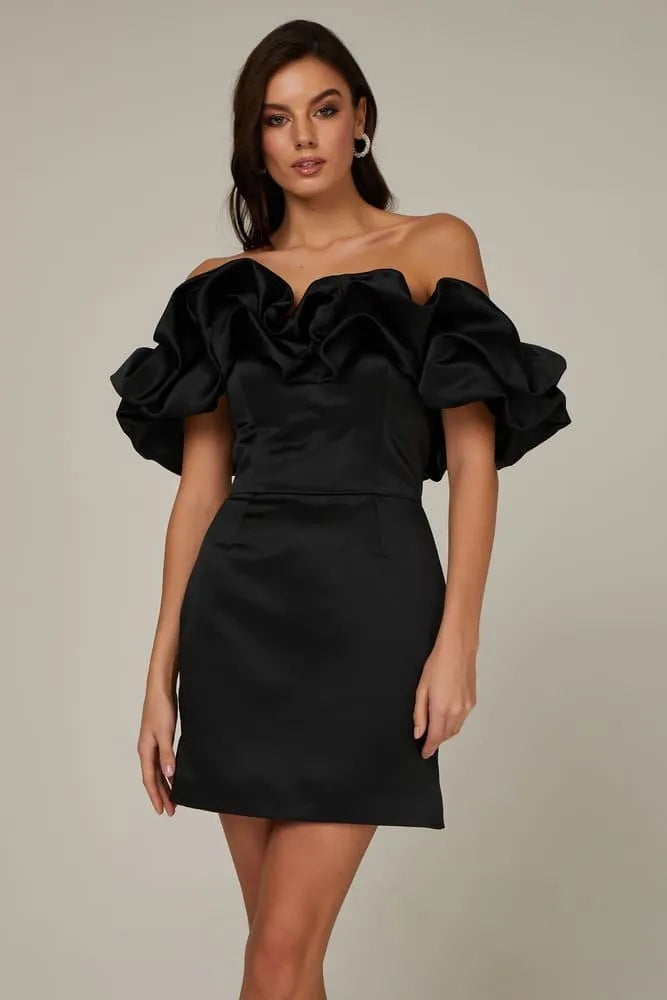 Dames Elegante Off-Shoulder Jurk met Statement Ruches | Galoma