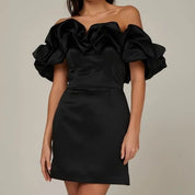 Dames Elegante Off-Shoulder Jurk met Statement Ruches | Galoma