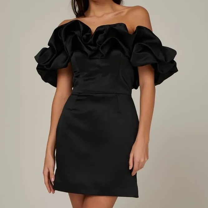 Dames Elegante Off-Shoulder Jurk met Statement Ruches | Galoma