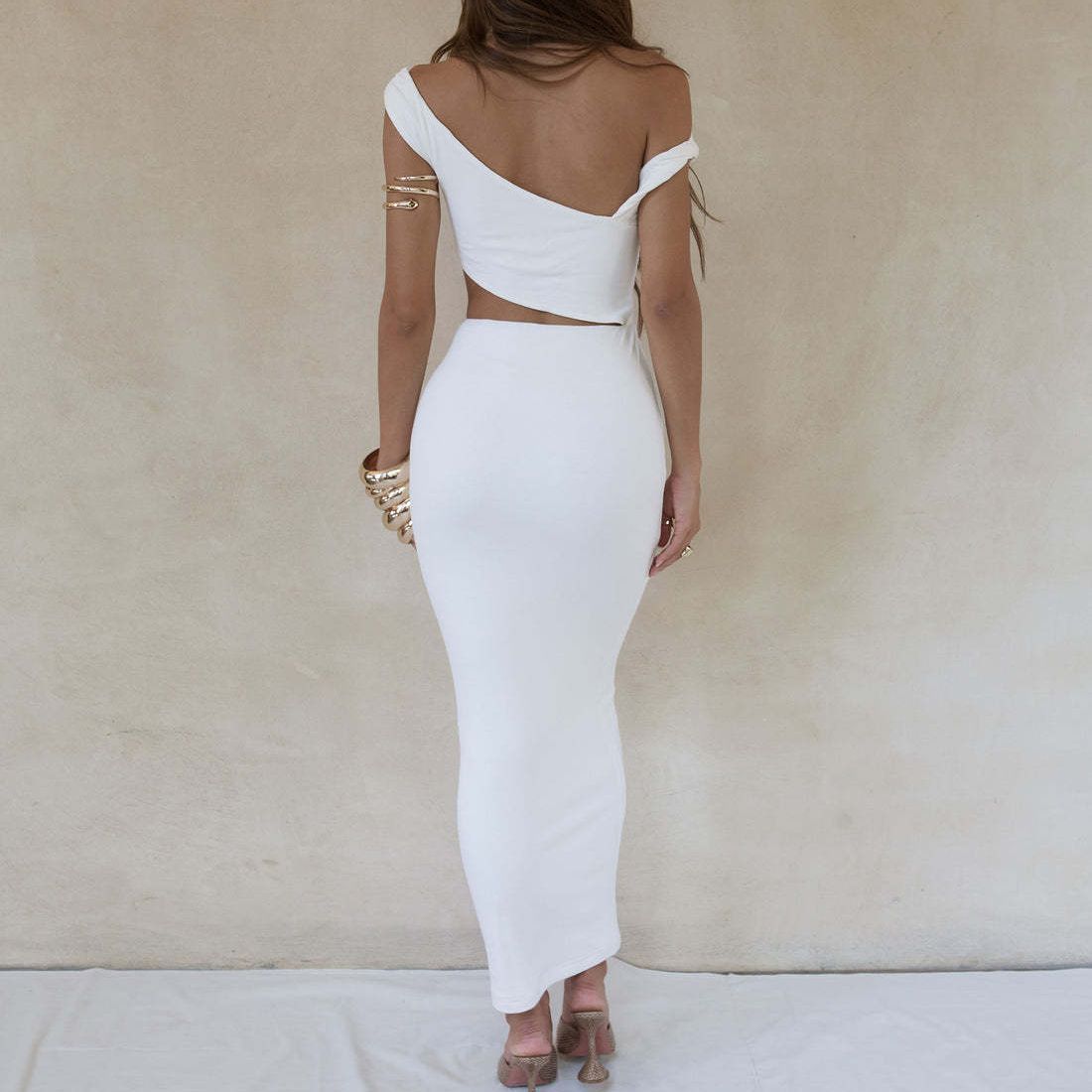 Dames Elegante Zomerse One-Shoulder Maxi Jurk met Cut-out | Bodycon Jurk | Galomy