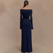 Dames Elegante Maxi Jurk met V-Hals en Geplooide Taille | Galora