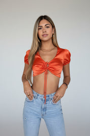 Dames Cropped Top met Strikdetail | Trendy Slim Fit Top | Ganey