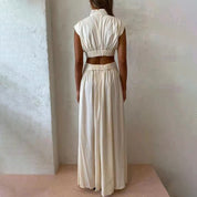 Dames Elegante Maxi Jurk met Cut Out Taille Detail | Minimalistisch & Verfijnd Silhouet | Ganouk