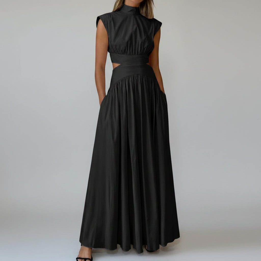 Dames Elegante Maxi Jurk met Cut Out Taille Detail | Minimalistisch & Verfijnd Silhouet | Ganouk