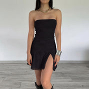Dames Strapless Kant Mini Jurk | Elegante Aansluitende Tube Jurk met Split Detail | Gansella